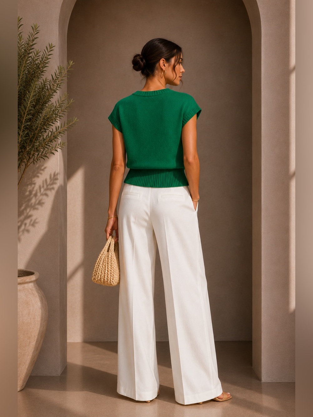 Commense Emerald Green Embroidered Short Sleeve Knit Top - Picture 2 of 4